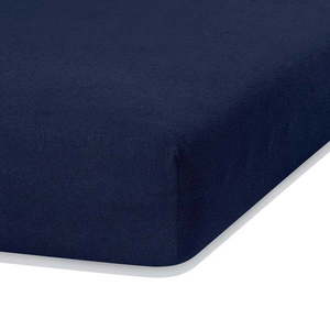 Tmavomodrá napínacia froté plachta 140x200 cm Ruby – Restilo vyobraziť