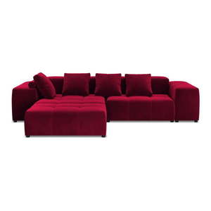 Červená zamatová rohová pohovka (variabilná) Rome Velvet - Cosmopolitan Design vyobraziť