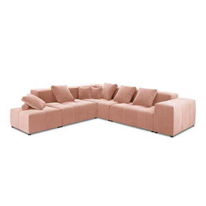 Ružová zamatová rohová pohovka (variabilná) Rome Velvet - Cosmopolitan Design vyobraziť