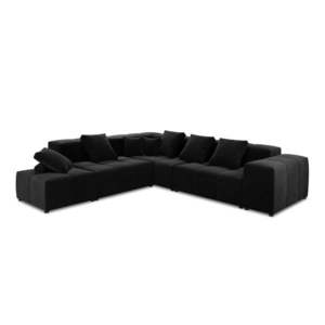 Čierna zamatová rohová pohovka (variabilná) Rome Velvet - Cosmopolitan Design vyobraziť