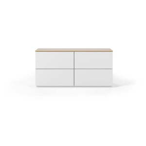 Biela komoda so zásuvkami a doskou v dubovom dekore, 120 x 54 cm Join - TemaHome vyobraziť