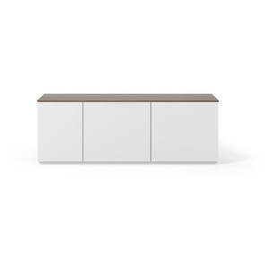 Biela komoda s dvierkami a doskou v orechovom dekore, 160 x 57 cm Join - TemaHome vyobraziť