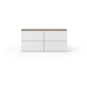 Biela komoda so zásuvkami a doskou v orechovom dekore, 120 x 54 cm Join - TemaHome vyobraziť