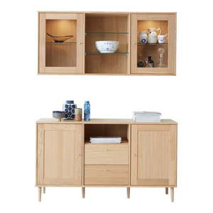 Set nástennej vitríny s osvetlením a komody v dekore duba 133x136 cm Mistral - Hammel Furniture vyobraziť