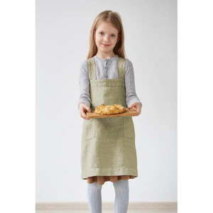 Detská zelená ľanová zástera Linen Tales Pinafore, 60 x 34 cm vyobraziť