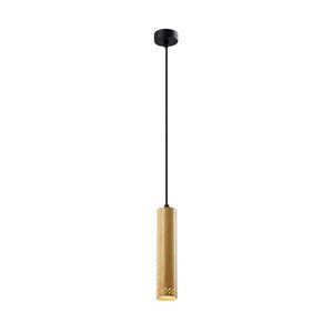 Čierne závesné svietidlo s dreveným tienidlom ø 7 cm Tubo – Candellux Lighting vyobraziť