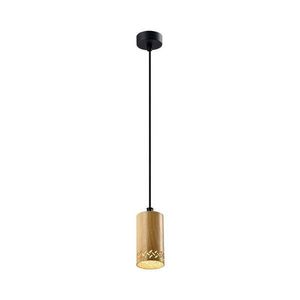 Čierne závesné svietidlo s dreveným tienidlom ø 7 cm Tubo – Candellux Lighting vyobraziť