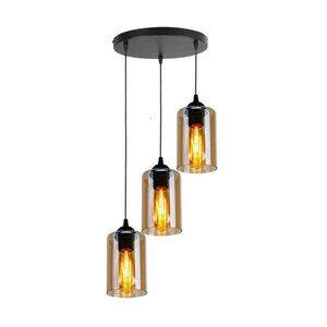 Čierne závesné svietidlo so skleneným tienidlom Bistro - Candellux Lighting vyobraziť
