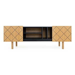 Čierny/prírodný TV stolík v dekore duba 175x60 cm Porto - Woodman vyobraziť