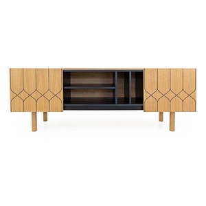 Čierny/prírodný TV stolík v dekore duba 175x60 cm Porto - Woodman vyobraziť