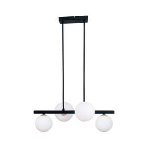 Čierne závesné svietidlo so skleneným tienidlom 25x59 cm Kama - Candellux Lighting vyobraziť