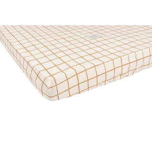 Napínacia bavlnená detská plachta do postieľky 80x160 cm Camel Check - Malomi Kids vyobraziť