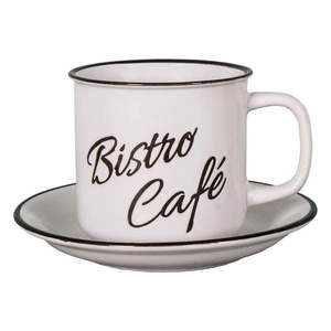 Biela kameninová šálka s tanierikom Antic Line Bistro - Café vyobraziť