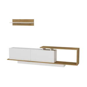 Biela/prírodná TV súprava 180x55 cm Asos – Woody Fashion vyobraziť