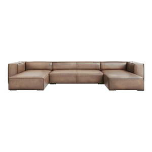 Svetlohnedá kožená rohová pohovka (do "U") Madame - Windsor & Co Sofas vyobraziť