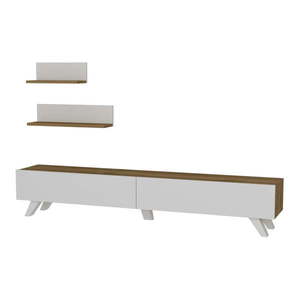 Biela/prírodná TV súprava v dekore orecha 60x14, 5 cm Amerika - Kalune Design vyobraziť