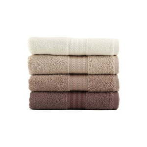 Súprava 4 hnedých bavlnených uterákov Foutastic Home, 50 × 90 cm vyobraziť