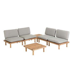 Set sivého záhradného nábytku s konštrukciou z akáciového dreva Kave Home Viridis vyobraziť
