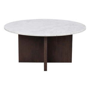 Bielo-hnedý mramorový okrúhly konferenčný stolík 90x90 cm Brooksville - Rowico vyobraziť