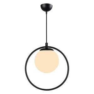 Čierne kovové závesné svietidlo so skleneným tienidlom ø 15 cm Ates – Squid Lighting vyobraziť