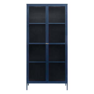 Tmavomodrá kovová vitrína 90x190 cm Bronco – Unique Furniture vyobraziť