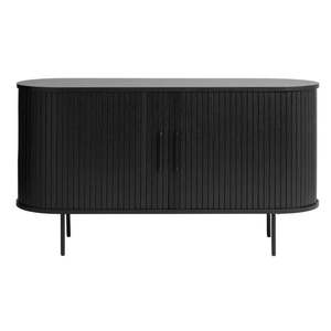 Čierna nízka komoda v dekore duba s posuvnými dverami 140x76 cm Nola – Unique Furniture vyobraziť