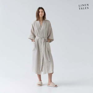 Béžový ľanový župan veľkosť S/M Summer - Linen Tales vyobraziť