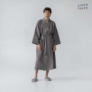 Tmavosivý župan veľkosť L/XL Honeycomb - Linen Tales vyobraziť