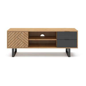Antracitovosivá/prírodný TV stolík v dekore duba 140x52 cm Madona – Marckeric vyobraziť