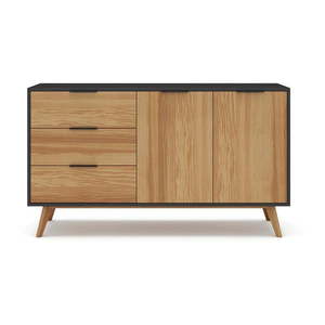 Čierna/prírodná nízka komoda z borovicového dreva 140x81 cm Lavis – Marckeric vyobraziť