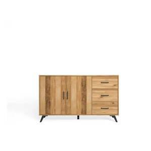 Nízka komoda v dekore duba v prírodnej farbe 136x81 cm Nordic – Marckeric vyobraziť