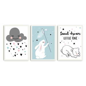Detské obrázky v súprave 3 ks 35x50 cm Sweet Dreams Little One – Wallity vyobraziť