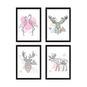 Obrazy v súprave 4 ks 24x29 cm Geometric Animals – Wallity vyobraziť