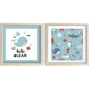 Detské obrázky v súprave 2 ks 33x33 cm Hello Ocean – Wallity vyobraziť