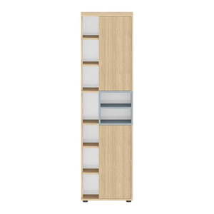 Sivá vysoká kúpeľňová skrinka v dekore duba 50x182 cm Kube - TemaHome vyobraziť
