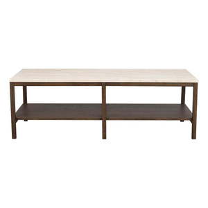 Hnedo-béžový konferenčný stolík s doskou z kameňa 140x60 cm Orwel - Rowico vyobraziť
