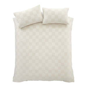 Krémovobiele predĺžené obliečky na dvojlôžko z materiálu bouclé 230x220 cm Cosy Checkerboard - Catherine Lansfield vyobraziť