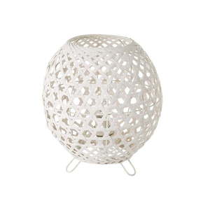 Biela bambusová stolová lampa s bambusovým tienidlom (výška 23 cm) – Casa Selección vyobraziť