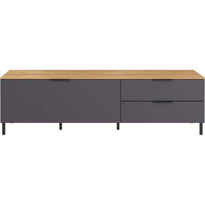 Sivý TV stolík v dekore duba 164x47 cm California - Germania vyobraziť
