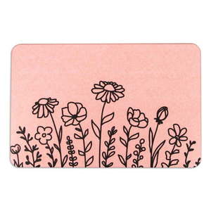 Svetloružová kúpeľňová predložka z kremeliny 39x60 cm Floral Lines – Artsy Doormats vyobraziť