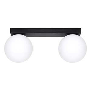 Čierne stropné svietidlo so skleneným tienidlom ø 12 cm Umerta – Nice Lamps vyobraziť