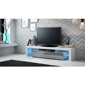 CAMA MEBLE Solo tv stolík biela / sivý lesk vyobraziť