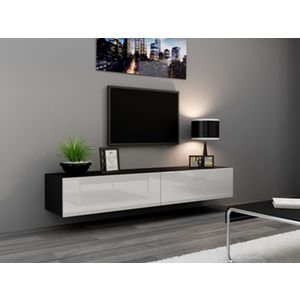 CAMA MEBLE Vigo 180 tv stolík na stenu čierna / biely lesk vyobraziť