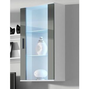 CAMA MEBLE Soho S2 vitrína na stenu biela / sivý lesk vyobraziť
