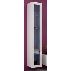 CAMA MEBLE Vigo 180 vitrína na stenu so sklom biela / biely lesk vyobraziť