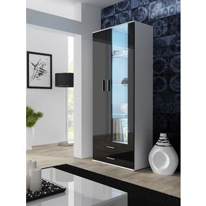 CAMA MEBLE Soho S6 vitrína biela / čierny lesk vyobraziť