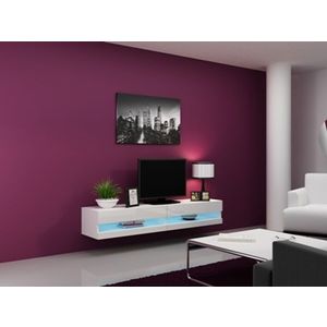 CAMA MEBLE Vigo New 180 tv stolík na stenu biela / biely lesk vyobraziť