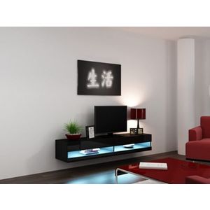 CAMA MEBLE Vigo New 180 tv stolík na stenu čierna / čierny lesk vyobraziť