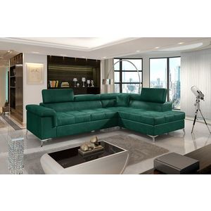 NABBI Enna P rohová sedačka s rozkladom a úložným priestorom tmavozelená vyobraziť