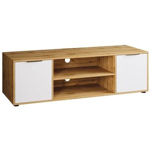 NABBI Neston TV-E-2D tv stolík biela / dub wotan vyobraziť